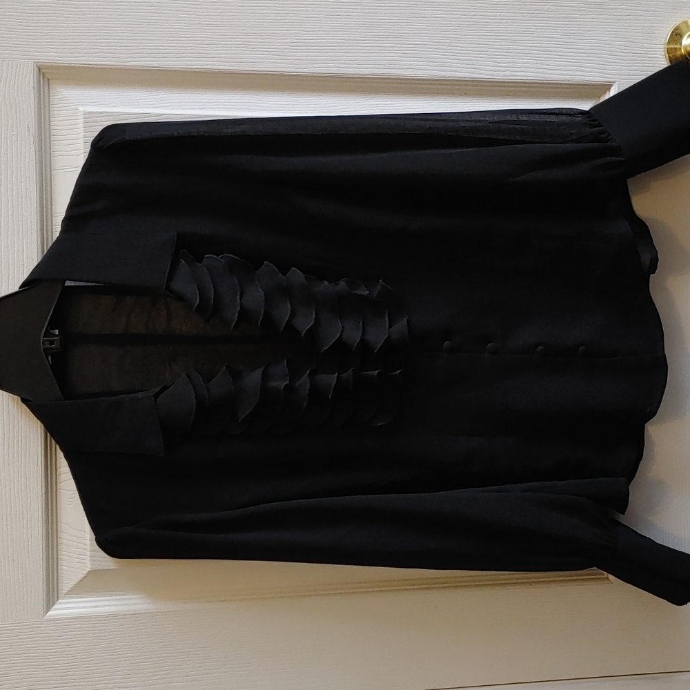 Ladies Costa Blanca Black Sheer Size XL Long Sleeve Blouse